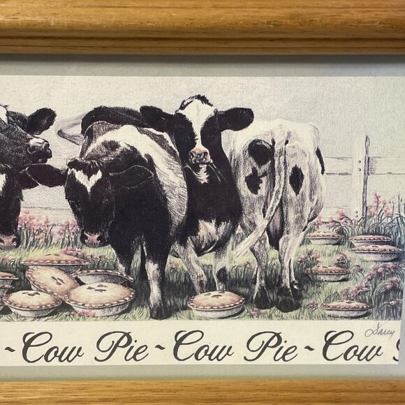 Framed Print 1989 Figi Graphics Illustration By Darcy Gerdes Cow Pie 12 x 7 Farm - Picture 3 of 13